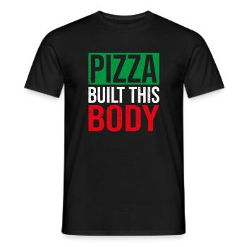 Pizza Built This Body, funny pizza lover - Men's T-Shirt - black - Front - AI Model Male 178 light (178cm)