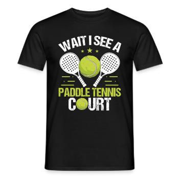Joueur de paddle-tennis Attendez de voir un court de paddle - T-shirt homme - noir - Devant - AI Model Male 178 light (178cm)