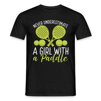Joueur de paddle-tennis Ne sous-estimez jamais la fille - T-shirt homme - noir - Devant - AI Model Male 178 light (178cm)