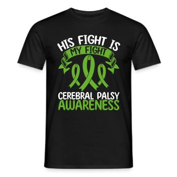 Mois du ruban de paralysie cérébrale Son combat est mon combat - T-shirt homme - noir - Devant - AI Model Male 178 light (178cm)