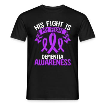 Mois du ruban de la démence Son combat est mon combat - T-shirt homme - noir - Devant - AI Model Male 178 light (178cm)