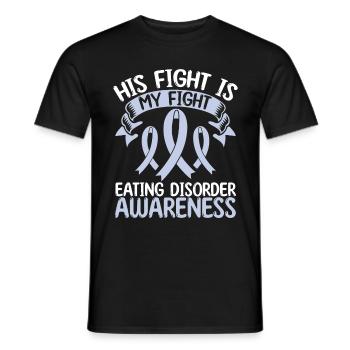 Eating Disorder Ribbon Month His Fight is my Fight - Men's T-Shirt - black - Front - AI Model Male 178 light (178cm)