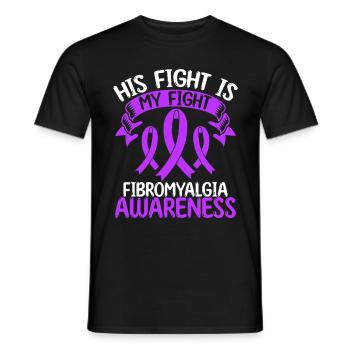 Fibromyalgia Ribbon Month His Fight is my Fight - Männer T-Shirt - Schwarz - Vorne - AI Model Male 178 light (178cm)