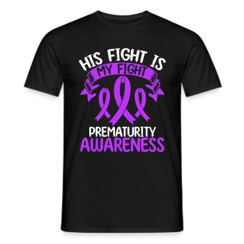 Prematurity Ribbon Month His Fight is my Fight - Men's T-Shirt - black - Front - AI Model Male 178 light (178cm)