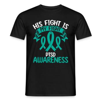 Mois du ruban du SSPT Son combat est mon combat - T-shirt homme - noir - Devant - AI Model Male 178 light (178cm)