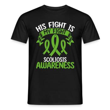 Scoliosis Ribbon Month His Fight is my Fight - Men's T-Shirt - black - Front - AI Model Male 178 light (178cm)
