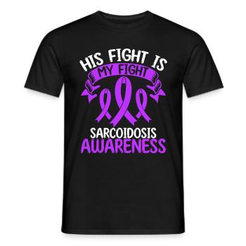 Sarcoidosis Ribbon Month His Fight is my Fight - Men's T-Shirt - black - Front - AI Model Male 178 light (178cm)