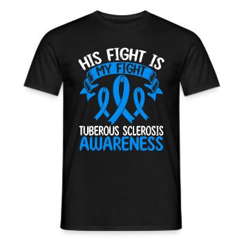 Tuberous Sclerosis Ribbon His Fight is my Fight - Men's T-Shirt - black - Front - AI Model Male 178 light (178cm)