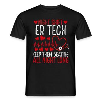 Technicienne de salle d’urgence de nuit Infirmière en salle d’urgence - T-shirt homme - noir - Devant - AI Model Male 178 light (178cm)