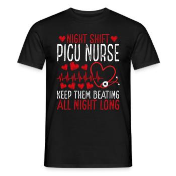 Infirmière de l’USIP de nuit Gardez-les battre - T-shirt homme - noir - Devant - AI Model Male 178 light (178cm)