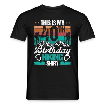 40 Year Old Hiking Men Mountain Climbing Nature - Men's T-Shirt - black - Front - AI Model Male 178 light (178cm)