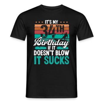 34 Year Old Kitesurfer Funny Kiteboarder Humor - Männer T-Shirt - Schwarz - Vorne - AI Model Male 178 light (178cm)