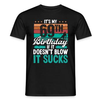 69 Year Old Kitesurfer Funny Kiteboarder Humor - Men's T-Shirt - black - Front - AI Model Male 178 light (178cm)