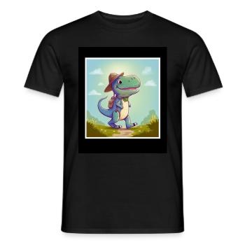 T-Rex Dino Dinosaur Dinosaur Hiking Outdoor - Men's T-Shirt - black - Front - AI Model Male 178 light (178cm)