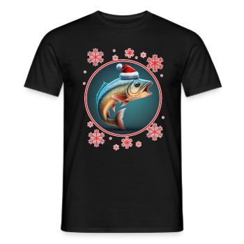 Fishing Angler Fisherwoman Christmas Fisherman Fish - Men's T-Shirt - black - Front - AI Model Male 178 light (178cm)