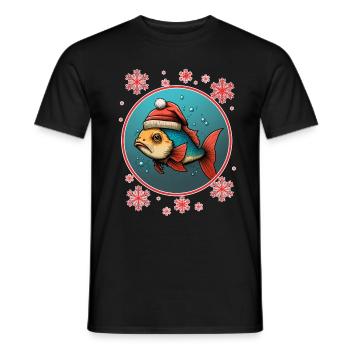 Fishing Angler Fisherwoman Christmas Fisherman Fish - Men's T-Shirt - black - Front - AI Model Male 178 light (178cm)