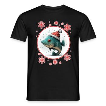 Fishing Angler Fisherwoman Christmas Fisherman Fish - Men's T-Shirt - black - Front - AI Model Male 178 light (178cm)