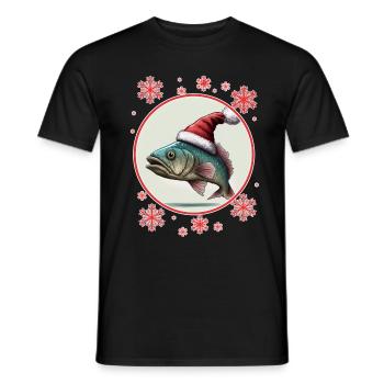Fishing Angler Fisherwoman Christmas Fisherman Fish - Men's T-Shirt - black - Front - AI Model Male 178 light (178cm)