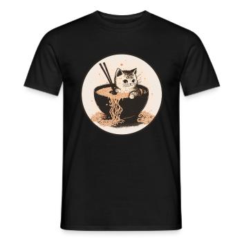 Cat Cat Ramen Noodles Sweet Kitten Noodle Soup - Men's T-Shirt - black - Front - AI Model Male 178 light (178cm)