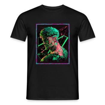 Anime Polygon Swordsman Pirate Geometric - Men's T-Shirt - black - Front - AI Model Male 178 light (178cm)