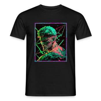 Anime Polygon Swordsman Pirate Geometric - Men's T-Shirt - black - Front - AI Model Male 178 light (178cm)