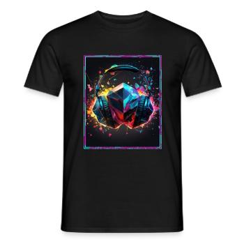 Polygon Headset Headphones Gamer Geometric - Men's T-Shirt - black - Front - AI Model Male 178 light (178cm)