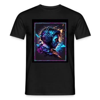 Polygon Headset Headphones Gamer Geometric - Men's T-Shirt - black - Front - AI Model Male 178 light (178cm)