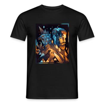 Viking Viking Polygon Geometric Nordic Neon - Men's T-Shirt - black - Front - AI Model Male 178 light (178cm)