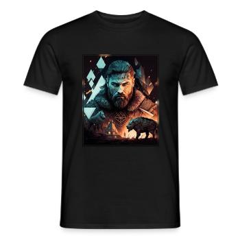 Viking Viking Polygon Geometric Nordic Neon - Men's T-Shirt - black - Front - AI Model Male 178 light (178cm)