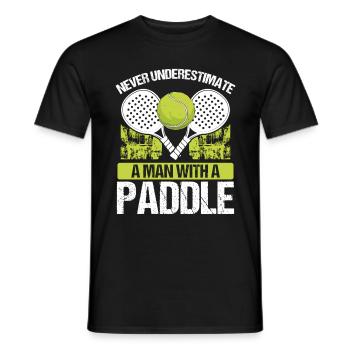 Match de joueur de paddle-tennis Ne sous-estimez jamais - T-shirt homme - noir - Devant - AI Model Male 178 light (178cm)