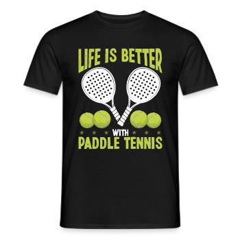 Match de joueur de paddle-tennis La vie est meilleure avec - T-shirt homme - noir - Devant - AI Model Male 178 light (178cm)
