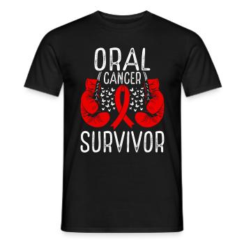 Oral Cancer Survivor Awareness Ribbon Gloves - Men's T-Shirt - black - Front - AI Model Male 178 light (178cm)