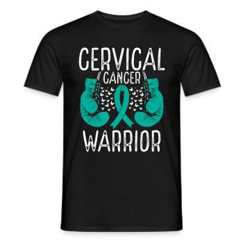 Cervical Cancer Warrior Awareness Ribbon Gloves - Men's T-Shirt - black - Front - AI Model Male 178 light (178cm)
