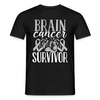 Brain Cancer Awareness Ribbon Gloves Survivor - Men's T-Shirt - black - Front - AI Model Male 178 light (178cm)