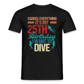 25 Year Old Scuba Diver Birthday Idea Snorkeling - Men's T-Shirt - black - Front - AI Model Male 178 light (178cm)