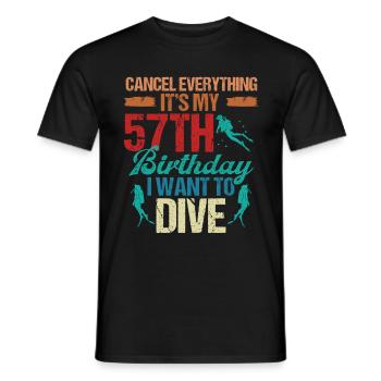 57 Year Old Scuba Diver Birthday Idea Snorkeling - Men's T-Shirt - black - Front - AI Model Male 178 light (178cm)