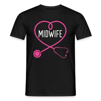 Midwife Stethoscope Appreciation Heart - Men's T-Shirt - black - Front - AI Model Male 178 light (178cm)