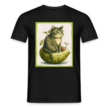 Katze Kätzchen Avocado Frucht Vegetarier Veganer - Männer T-Shirt - Schwarz - Vorne - AI Model Male 178 light (178cm)