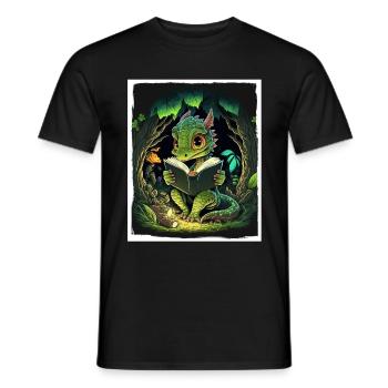 Bücher Buch Drach Fabel Fantasie Saga Lesen - Männer T-Shirt - Schwarz - Vorne - AI Model Male 178 light (178cm)
