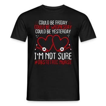 Obstetric Nurse Night Shift Worker Stethoscope - Men's T-Shirt - black - Front - AI Model Male 178 light (178cm)
