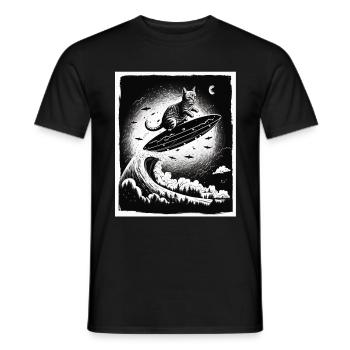 Cat Kitten Space Alien Planet Astronaut - Men's T-Shirt - black - Front - AI Model Male 178 light (178cm)