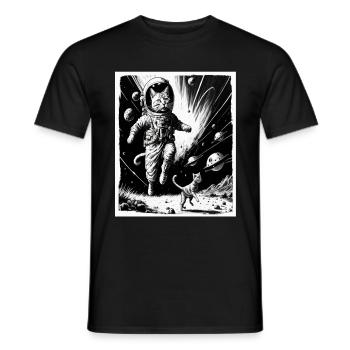 Cat Kitten Space Alien Planet Astronaut - Men's T-Shirt - black - Front - AI Model Male 178 light (178cm)