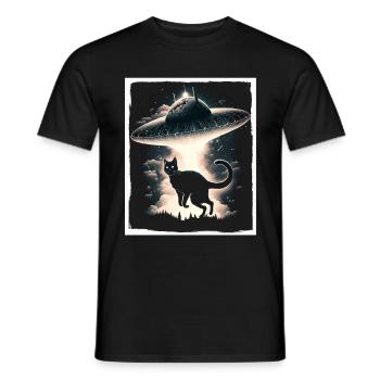 Cat Kitten Space Alien Planet Astronaut - Men's T-Shirt - black - Front - AI Model Male 178 light (178cm)