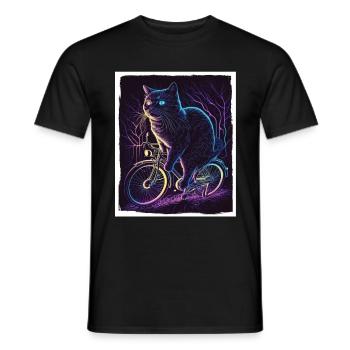 Cat Kitten Bike Bike Illustration abstraite - T-shirt homme - noir - Devant - AI Model Male 178 light (178cm)