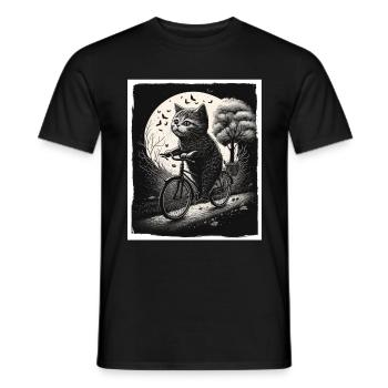 Cat Kitten Bike Bike Illustration abstraite - T-shirt homme - noir - Devant - AI Model Male 178 light (178cm)