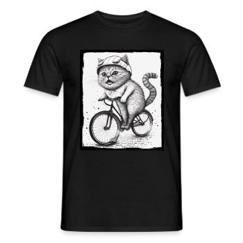 Cat Kitten Bike Bike Illustration abstraite - T-shirt homme - noir - Devant - AI Model Male 178 light (178cm)