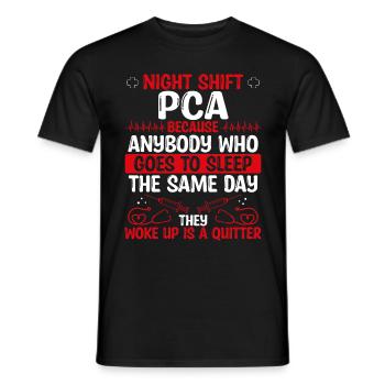 Night Shift Patient Care Assistant - Men's T-Shirt - black - Front - AI Model Male 178 light (178cm)