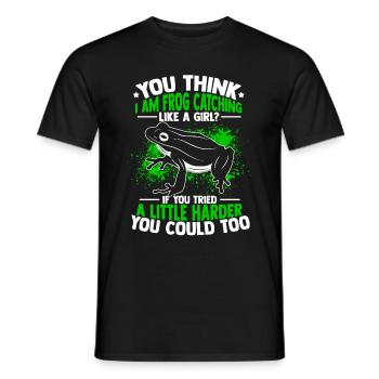 Frog Catching Like a Girl Frog Toads Frog Catcher - Men's T-Shirt - black - Front - AI Model Male 178 light (178cm)
