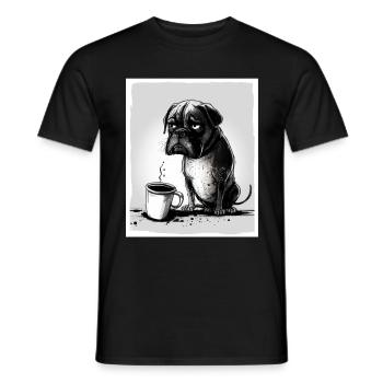 Dog Bulldog Coffee Cup Morning Grouch Cocoa Pug - Men's T-Shirt - black - Front - AI Model Male 178 light (178cm)