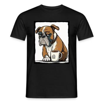 Dog Bulldog Coffee Cup Morning Grouch Cocoa Pug - Men's T-Shirt - black - Front - AI Model Male 178 light (178cm)